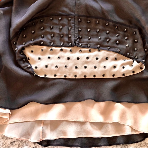 Silk bias skirt with studs. - Picture 5 of 7